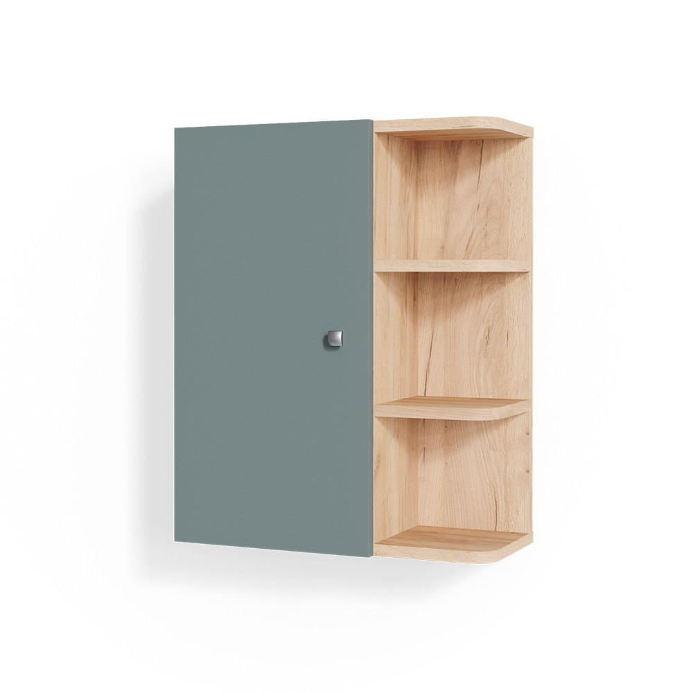 BADSCHRANK Fynn Grün 47.2 x 59.2 cm - Braun/Grün, Holzwerkstoff (47.2/59.2/21cm) - Vicco