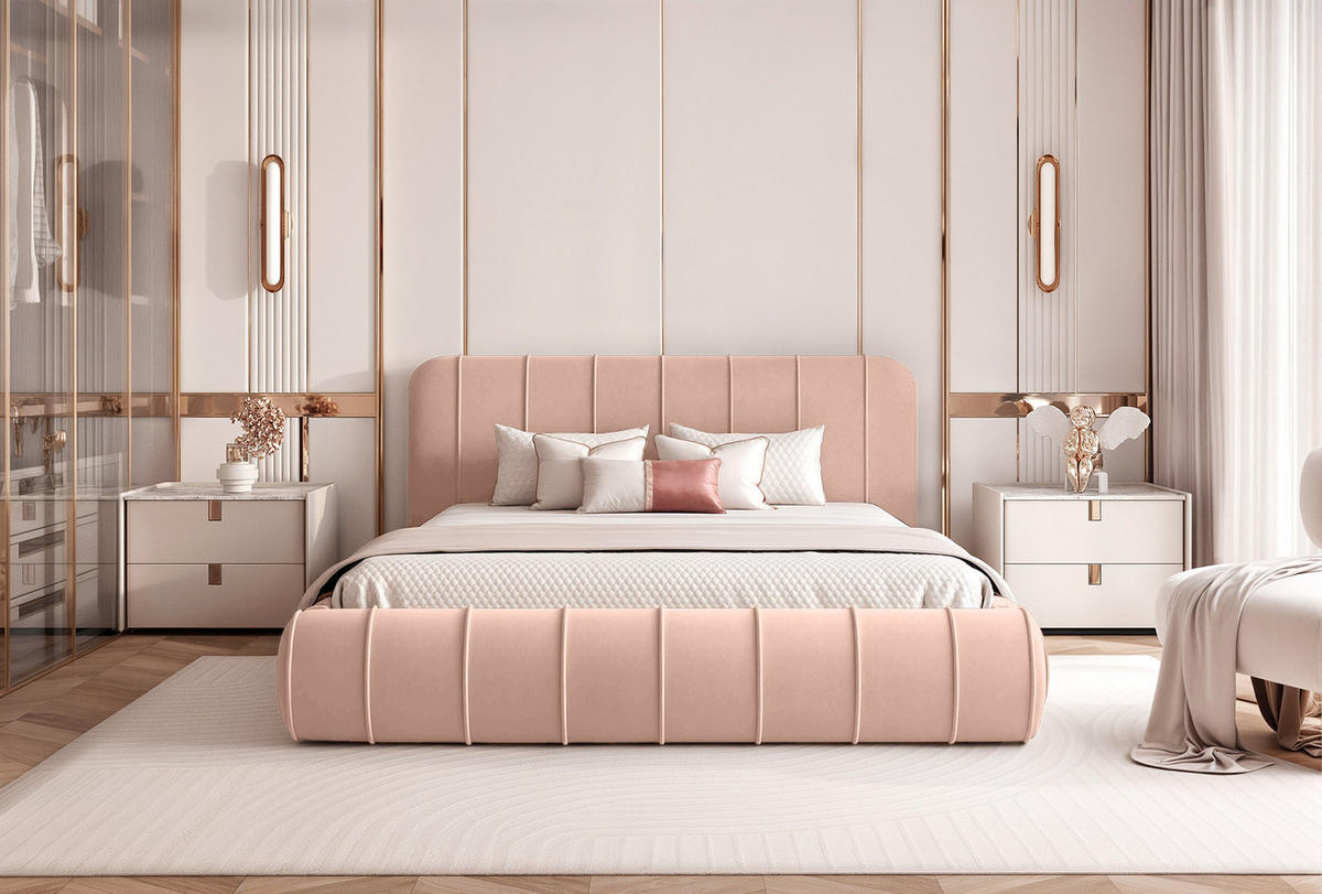 POLSTERBETT TIRO 200x200 cm, Rosa - Pink, Textil (200/200cm) - Fedve