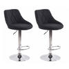 BARHOCKER 2er Set Stoff schwarz - Chromfarben/Schwarz, Textil/Metall (46/83/49cm) - CLP
