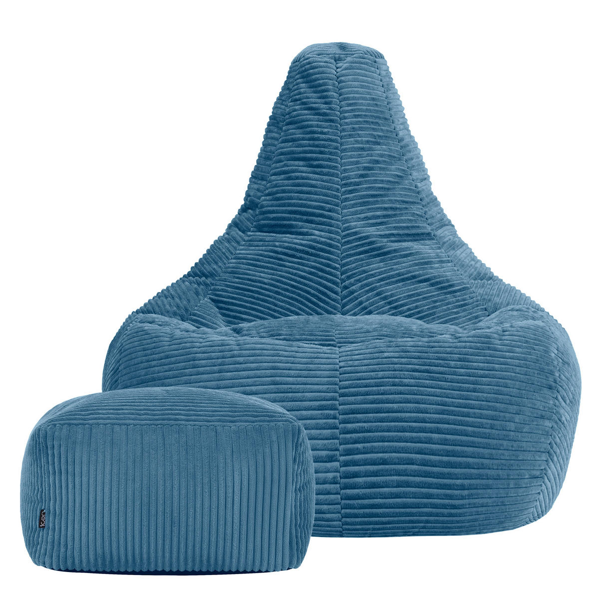 SITZSACK mit Hocker Dalton XXL Cord - Blau, Textil (94/40/92cm) - icon