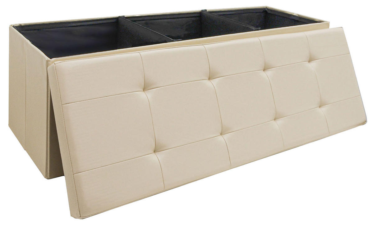 SITZBANK mit Stauraum, 110 cm, 120 Liter, Beige - Beige, Kunststoff (38/38/110cm) - Dunedesign