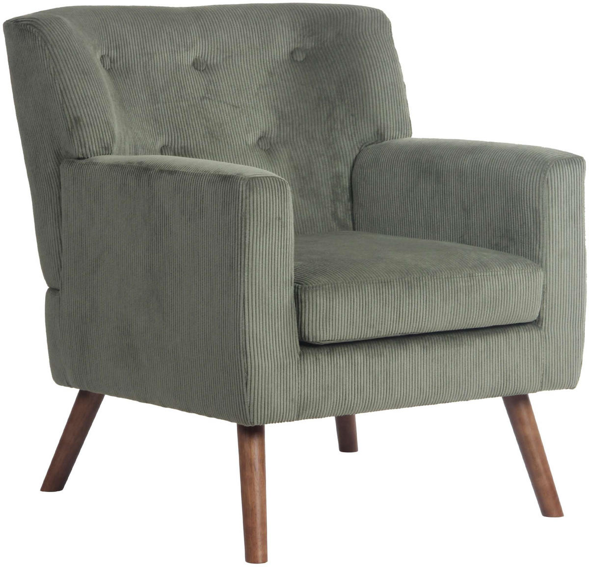 SESSEL Cord Grün - Braun/Grün, Holz/Textil (72/80/74cm) - CLP