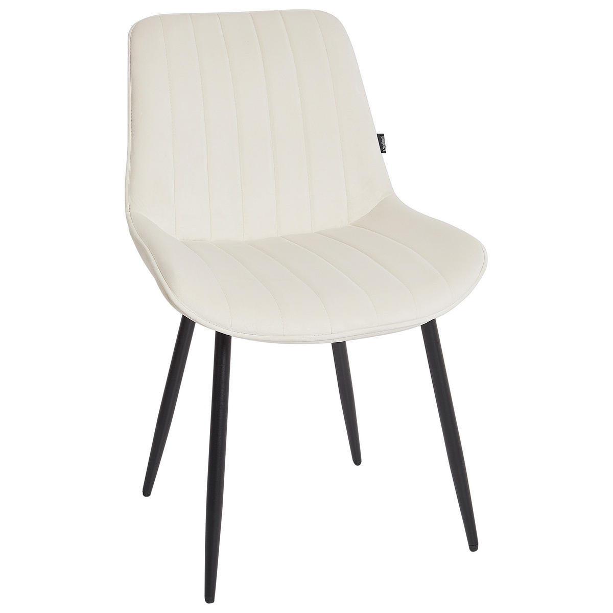 ESSZIMMERSTUHL 2er-Set Samtstoff Helles Beige Dubrovnik - Creme/Schwarz, Textil (53/81/58cm) - Beliani