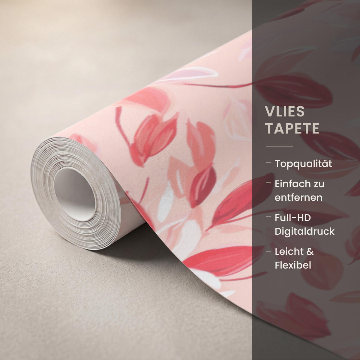 TAPETE - Botanisch - Blumen - Rot - 350x200 cm - Koralle, Papier (350/200cm) - OnlyWow