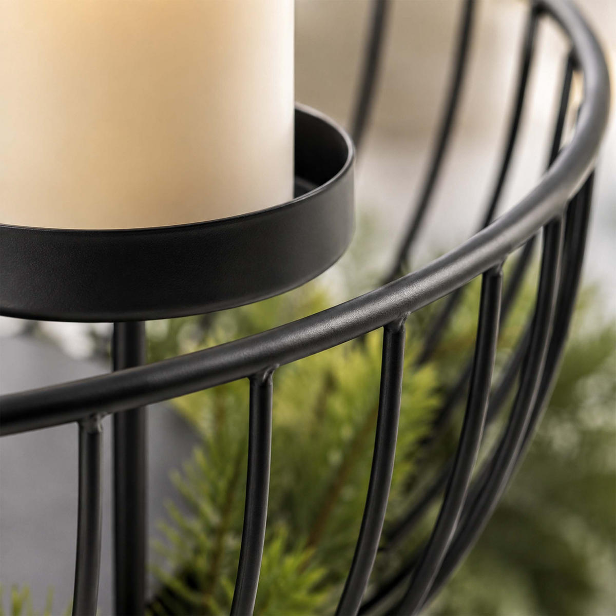 ADVENTSKRANZ Schwarz Stahl 4 Kerzenhalter 33 cm - Schwarz, Metall (10cm) - Relaxdays