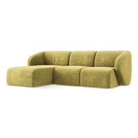 ECKSOFA Links Chenille Stoff Grün - Limette/Schwarz, Holzwerkstoff/Kunststoff (248/166cm) - LaMiaSofa
