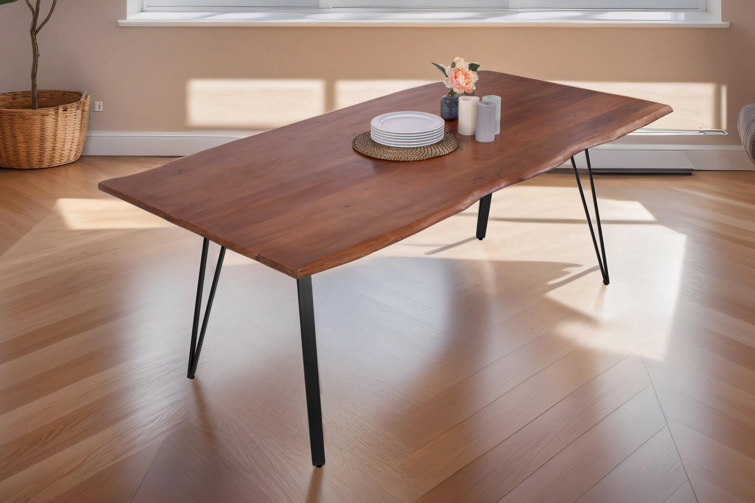 ESSTISCH CELIA - Schwarz/Braun, Holz/Metall (90/180/77cm) - SAM