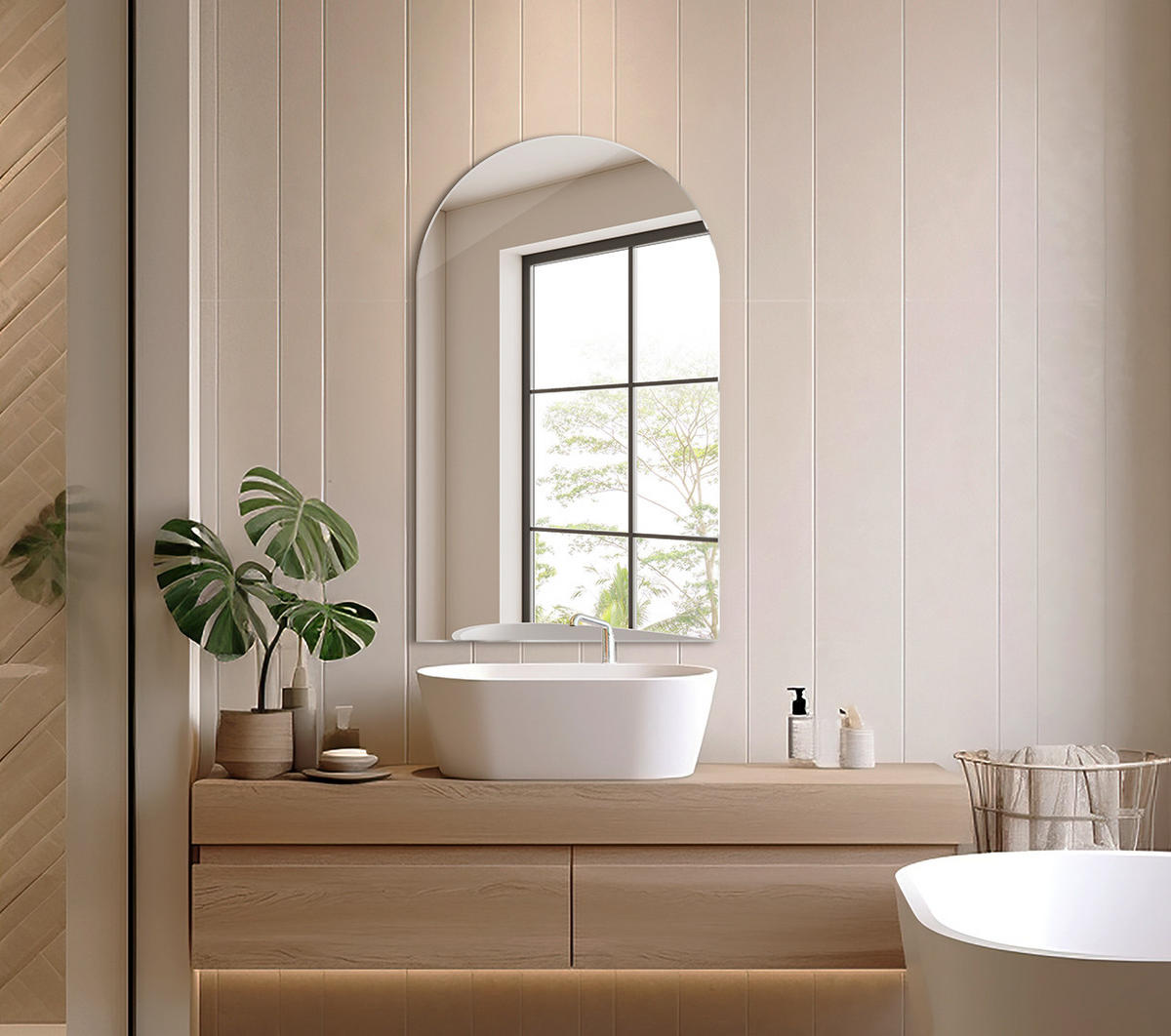 SPIEGEL 45x80 cm Wandspiegel Ovale Form Asymmetrisch Modern - Transparent, Glas (45/80/45cm) - TULUP