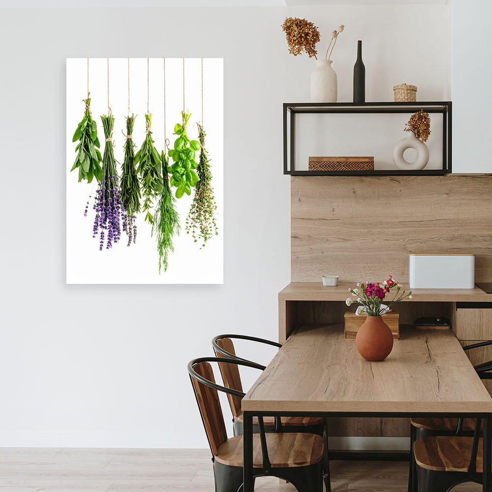 LEINWANDBILD Hängende Kräuter 80x120cm - Grün, Textil (80/120cm) - Feeby