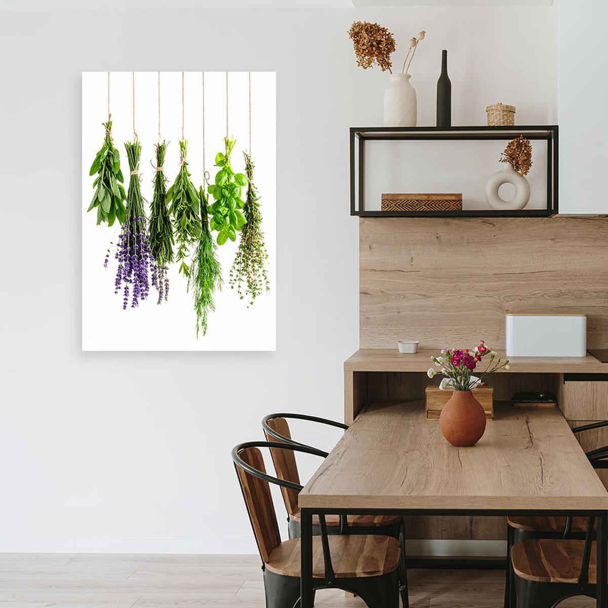 LEINWANDBILD Hängende Kräuter 80x120cm - Grün, Textil (80/120cm) - Feeby