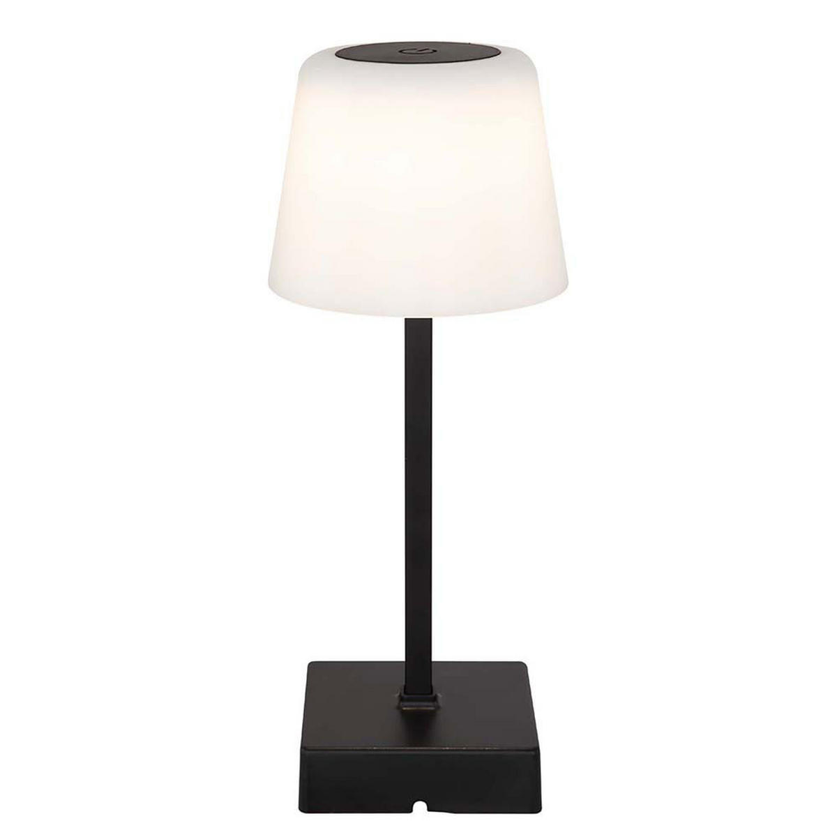 LED TISCHLEUCHTE schwarz Touchdimmer opal - Schwarz, Metall (8.5/8.5/25.5cm) - Globo Lighting