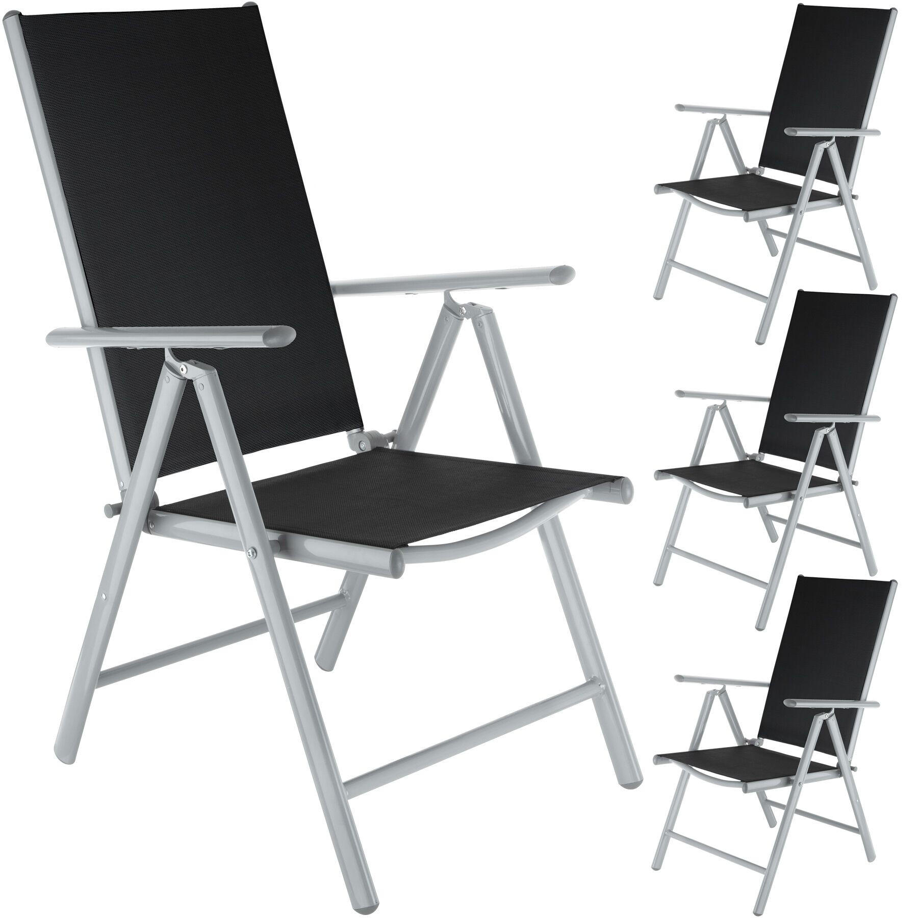 GARTENSTUHL 4er Set Marilena,67 x 56 x 105 cm,silber - Silberfarben, Metall (56/105/67cm) - tectake