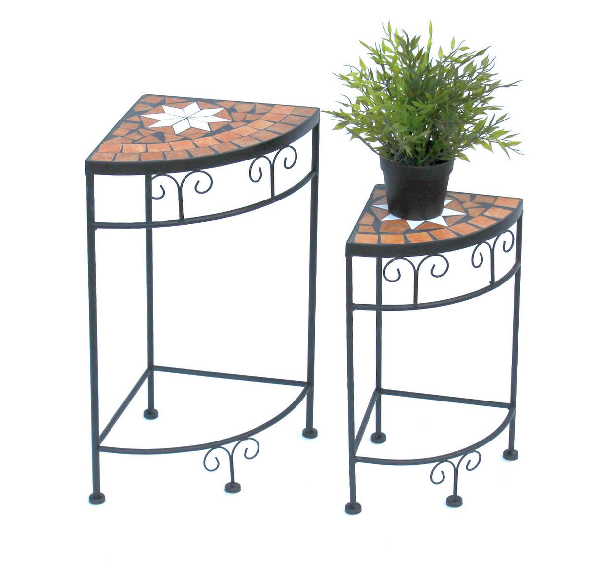 BLUMENHOCKER 2er Set Merano 12013 - Schwarz, Metall (25/52/25cm) - DanDiBo