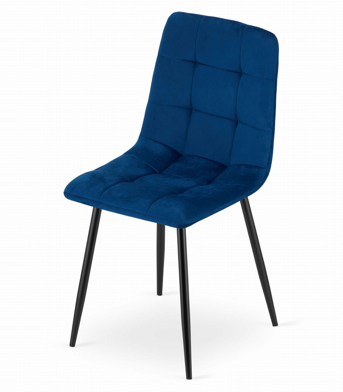 STUHL CETARA 2-er Set, Blau, mit Samtstoff gepolstert - Blau, Textil/Metall (45/87/51cm) - Komodee