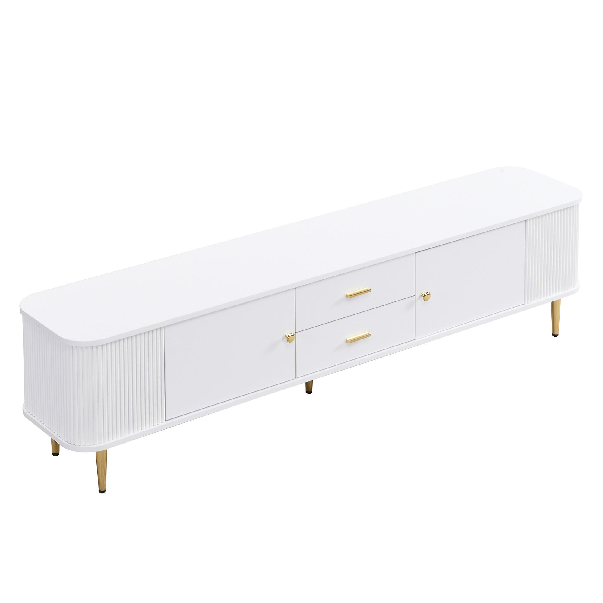 TV-ELEMENT170X34X45CM Weiß mit goldenen Beinen und abgerundeten Ecken - Weiß, Holz (40.64/34.29/57.15cm) - Raelunyi