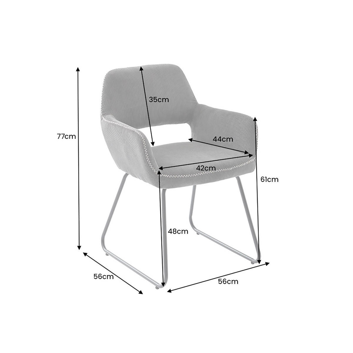 STUHL MUSTANG Cord Grau 80 cm - Schwarz/Grau, Textil/Metall (56/77/56cm) - riess-ambiente