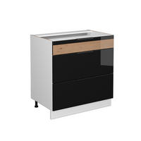 DULAP BAIE Fame-Line Stejar negru lucios/alb 80x82 cm cu 3 sertare, fara blat - negru cu luciu intens/maro deschis, compozit lemnos (80/82/51.6cm) - Vicco