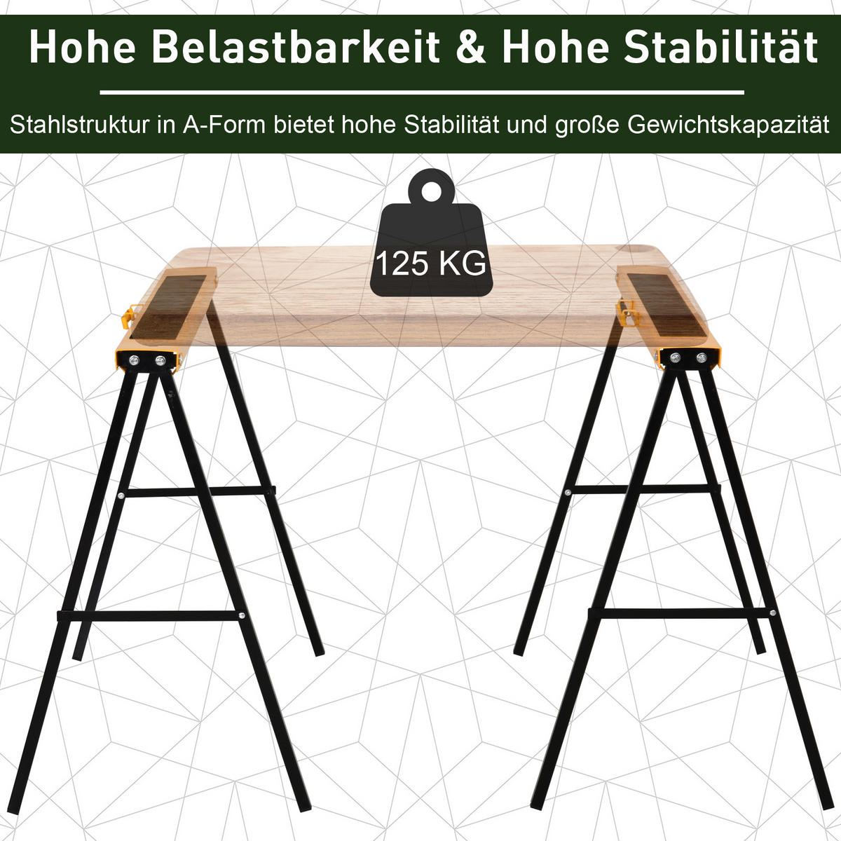 ARBEITS Bock Sägepferd Unterstellbock Rutschfest Stahl Belastbarkeit 125 kg - Multicolor, Metall (99.5/50/78cm) - HOMCOM