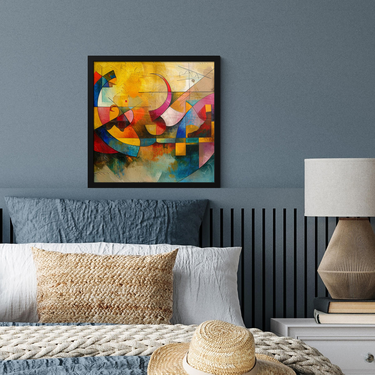 POSTER MIT RAHMEN Kunst - Abstrakt - Modern 40x40 cm - Gelb, Papier (40/40cm) - MuchoWow