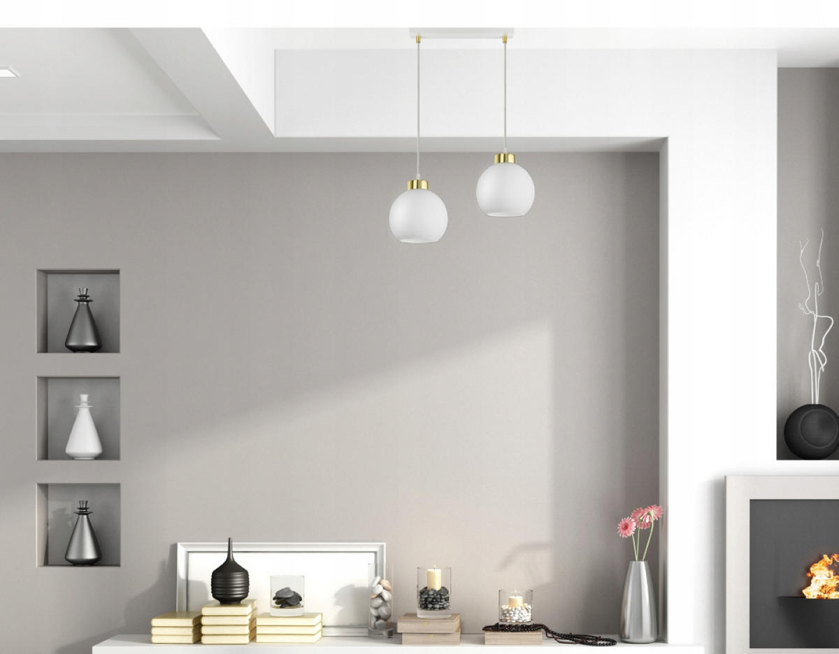 PENDELLEUCHTE GOLDGLAS - Goldfarben/Weiß, Glas/Metall (14/40/80cm) - kiki design