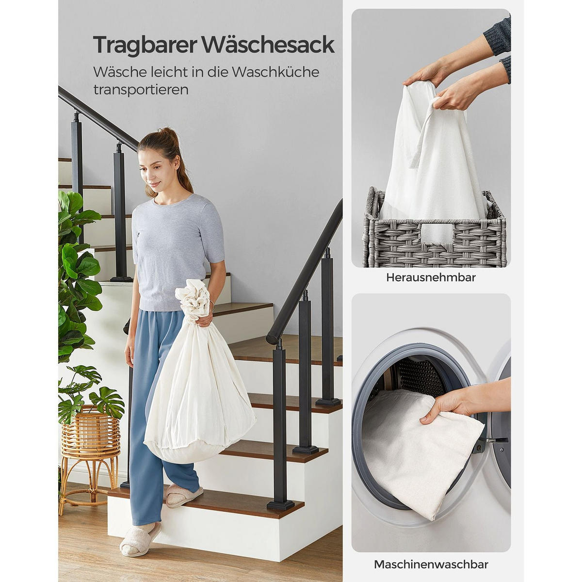 WÄSCHEKORB ANTANANARIVO - Grau, Kunststoff (36/66/70cm) - Hansiro