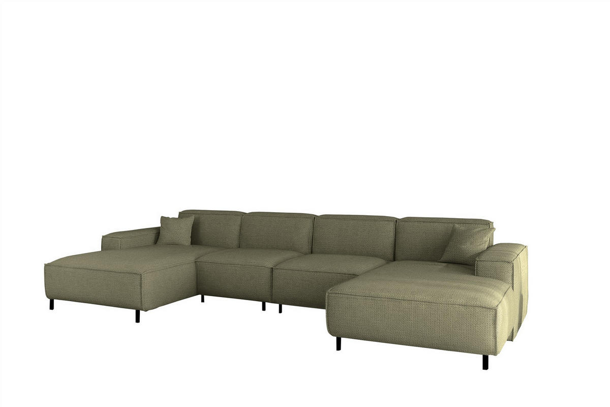 WOHNLANDSCHAFT Gloria In Artico - Grün, Holzwerkstoff/Textil (378/73/165cm) - Fun Möbel