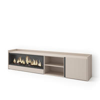 LOWBOARD, Beige, 212/35/50cm, Kamin mit Feuereffekt XXL - Beige, Holzwerkstoff (212/50/35cm) - Skraut Home