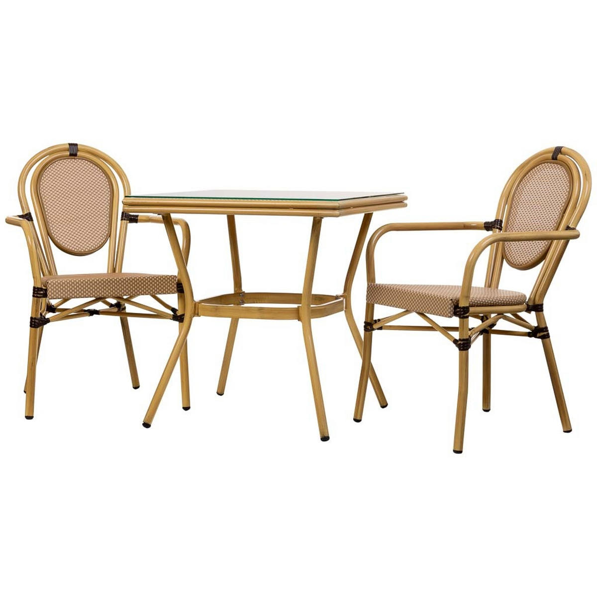 BALKONSET, braun, 70x72x55cm, 3-tlg. - Braun, Metall - Wanderlust