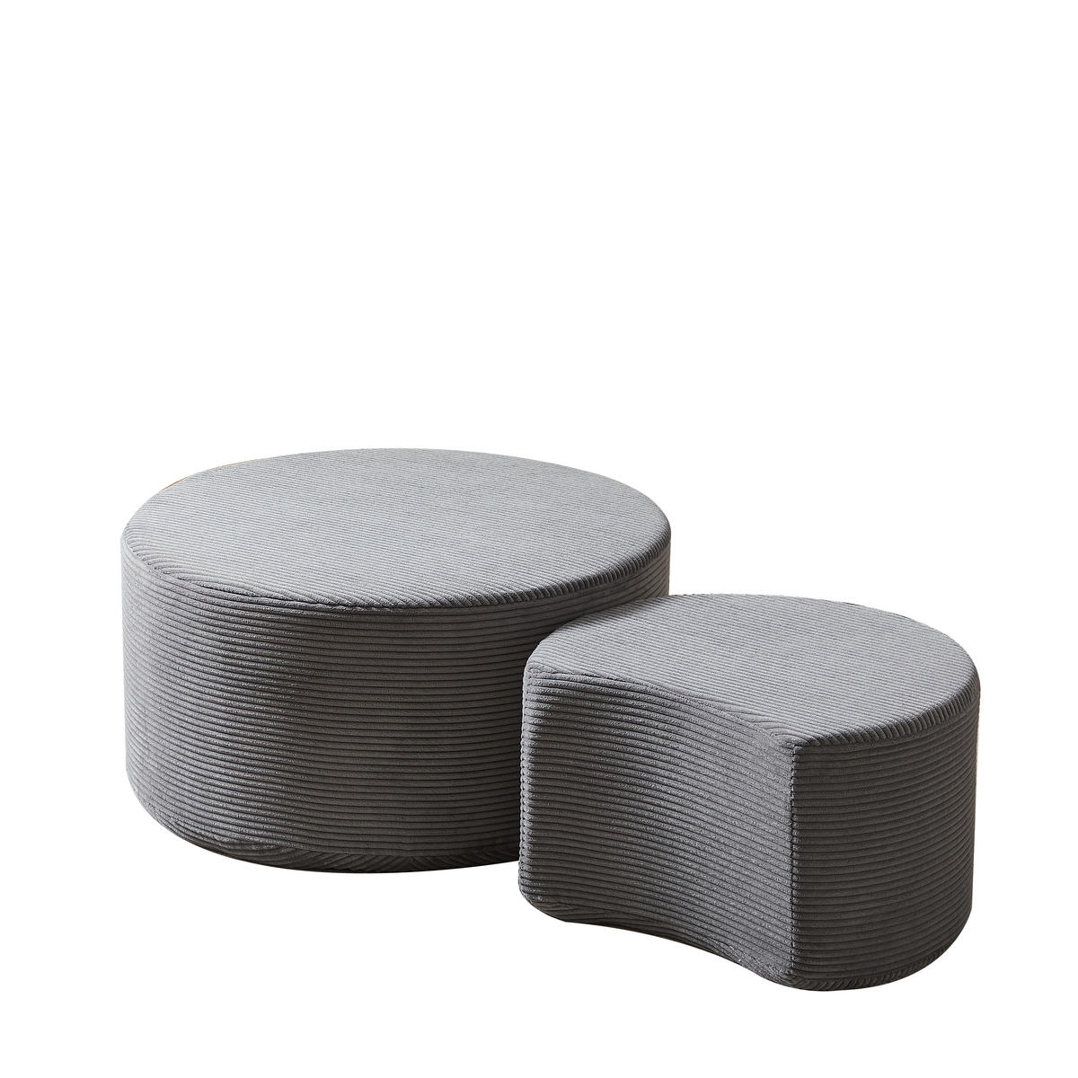 COUCHTISCH Set 2-teilig grau mit gepolstertem Design - Grau, Holzwerkstoff (127/81/40cm) - OKWISH