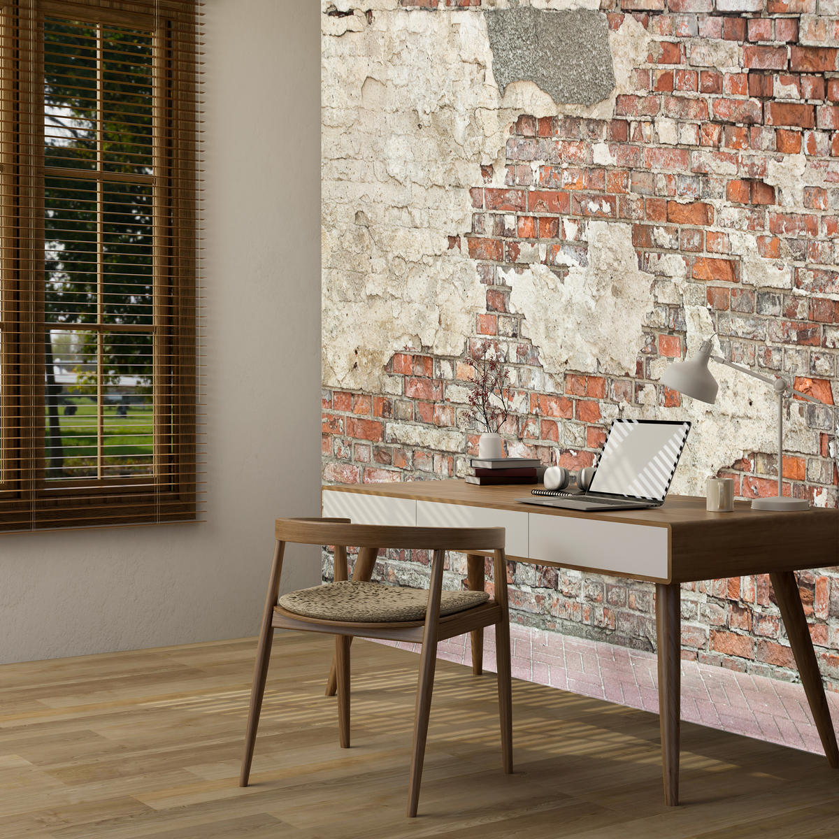 FOTOTAPETE für Wohnzimmer Alte Ziegelwand Rustikal 400x280 - Beige/Rot, Papier (400/280cm) - Muralo