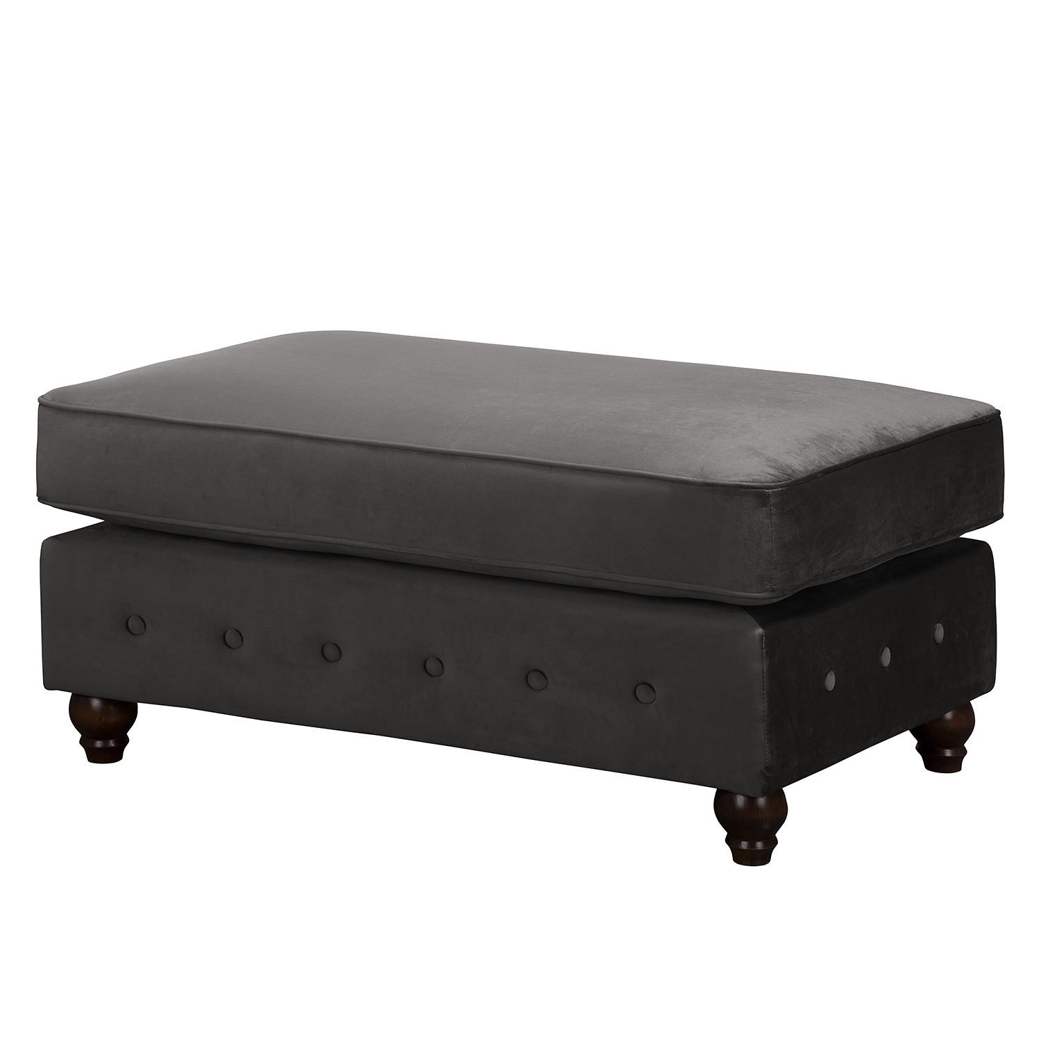 POLSTERHOCKER - Samt - Grau, Buchenholz/Textil (104/51/63cm) - home24