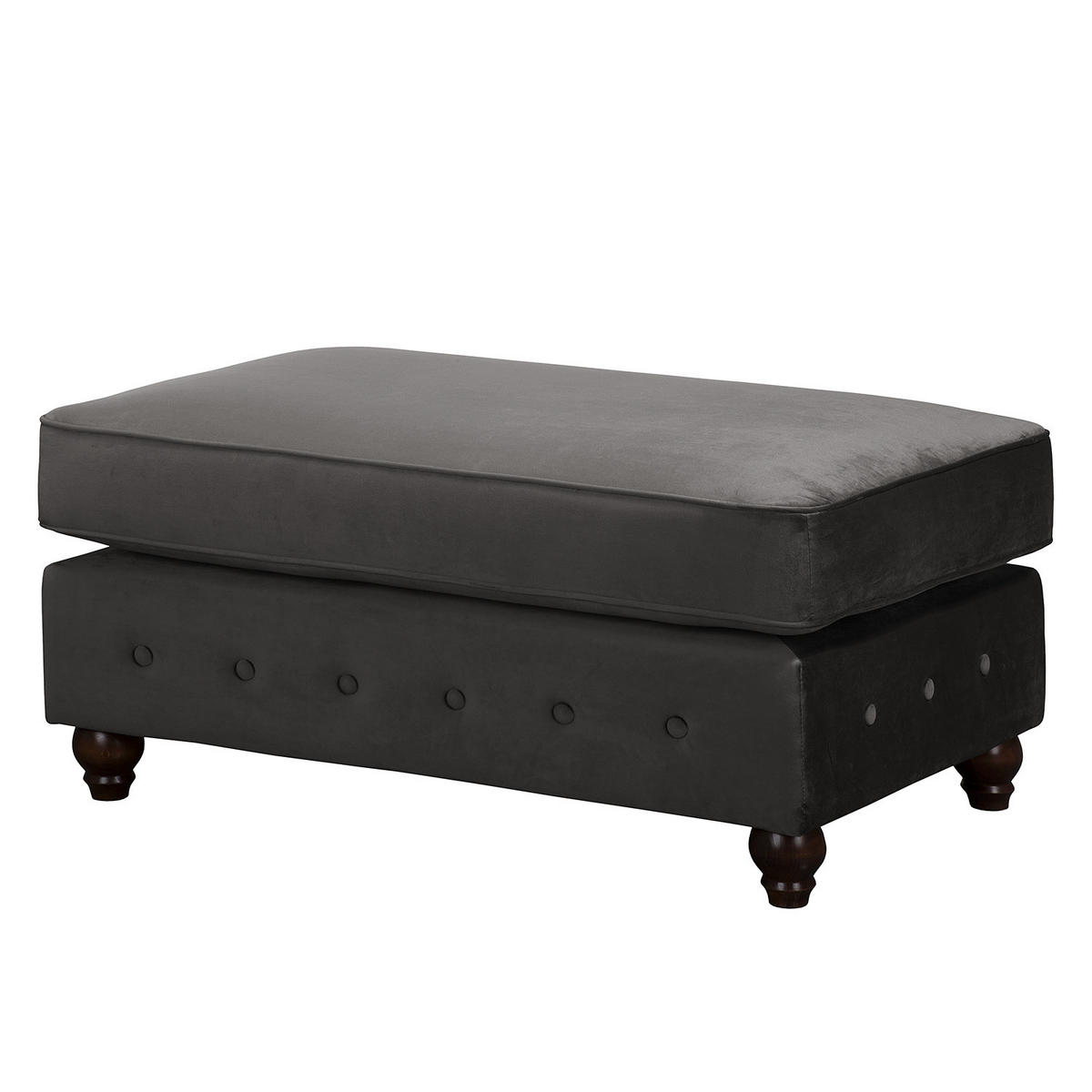 POLSTERHOCKER - Samt - Grau, Buchenholz/Textil (104/51/63cm) - home24