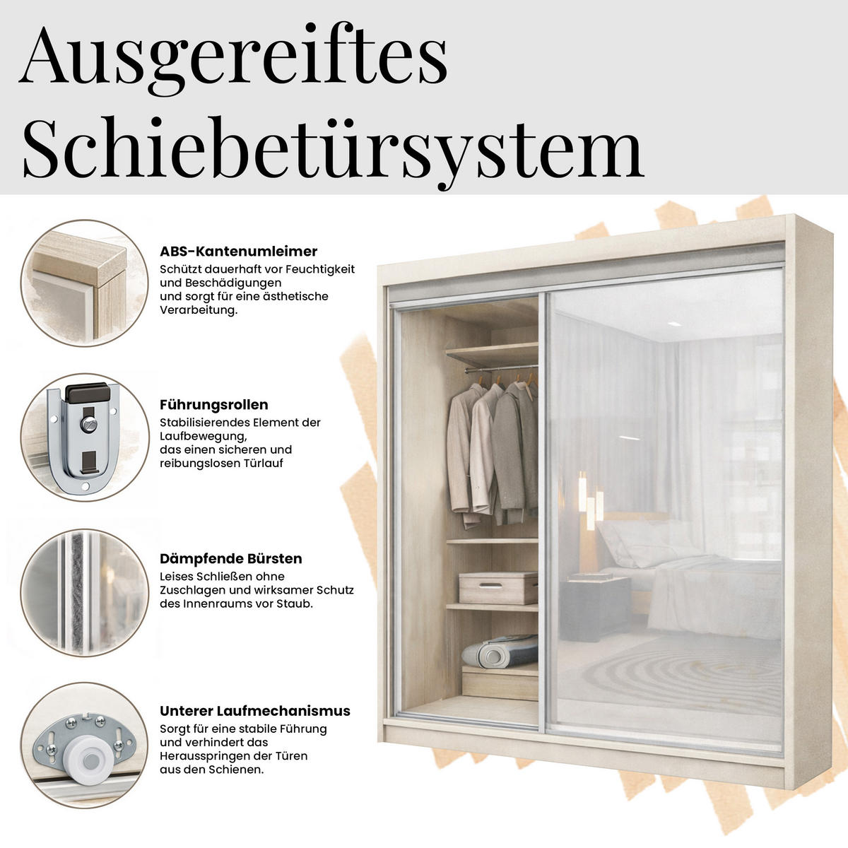 SCHWEBETÜRENSCHRANK 120 - MACEDONIA - Grau - Alufarben/Grau, Holzwerkstoff/Metall (120/216/61cm) - MKS