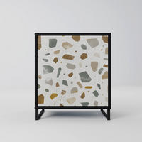 SIDEBOARD PIECES OF TOMORROW, Schwarz, 57,5x42x67,5 cm, Schwarze Metall-Rahmenfüße - Multicolor/Schwarz, Holzwerkstoff/Metall (57.5/67.5/42cm) - SpaceRebels