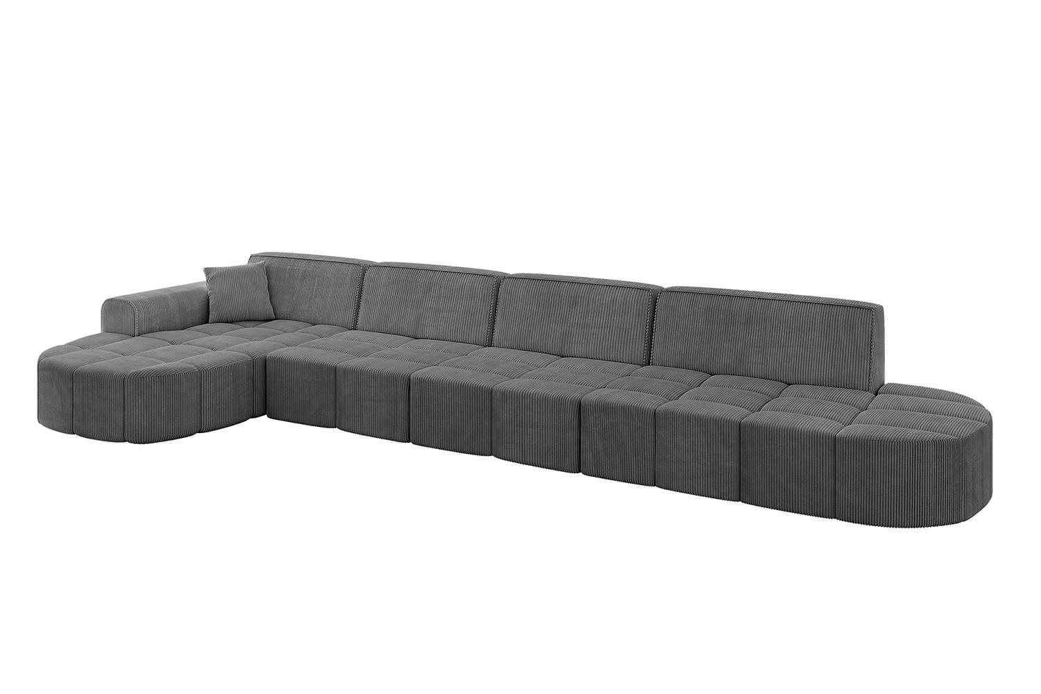 ECKSOFA Ottomane Links LIVO-L3 - 422x173x79,5 cm Dunkelgrau - Dunkelgrau, Holzwerkstoff/Textil (422/173cm) - ALTDECOR