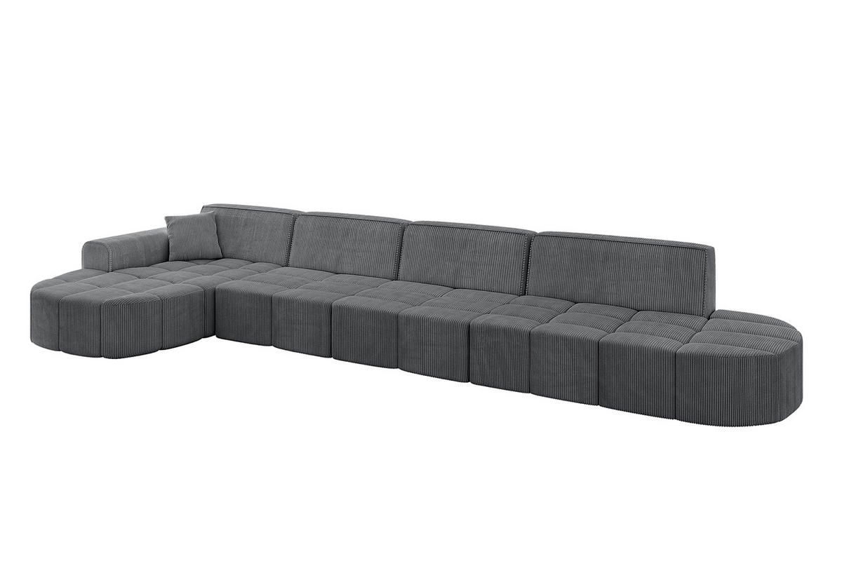 ECKSOFA Ottomane Links LIVO-L3 - 422x173x79,5 cm Dunkelgrau - Dunkelgrau, Holzwerkstoff/Textil (422/173cm) - ALTDECOR