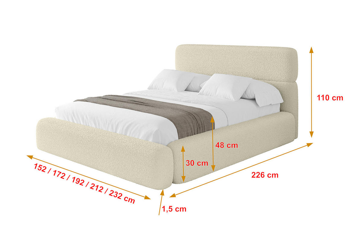 POLSTERBETT mit Bettkasten und Lattenrost, Bett mit Matratze H3/H4 - ENORA 180x200 Beige - Taupe, Holzwerkstoff/Textil (180/200cm) - ALTDECOR