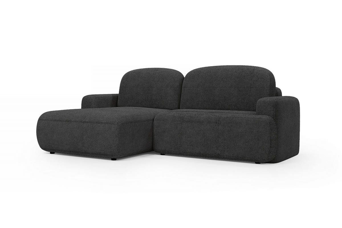 ECKSOFA WARM links 246x176 cm mit Schlaffunktion und Bettkasten – Anthrazit - Anthrazit, Kunststoff/Textil (176/246cm) - MebleHot