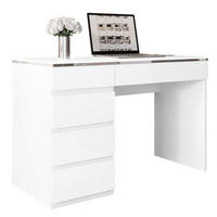 SCHREIBTISCH AURORA SILVER mit Schubladen - Weiß Hochglanz, Holzwerkstoff (55/120/78.5cm) - Lookway