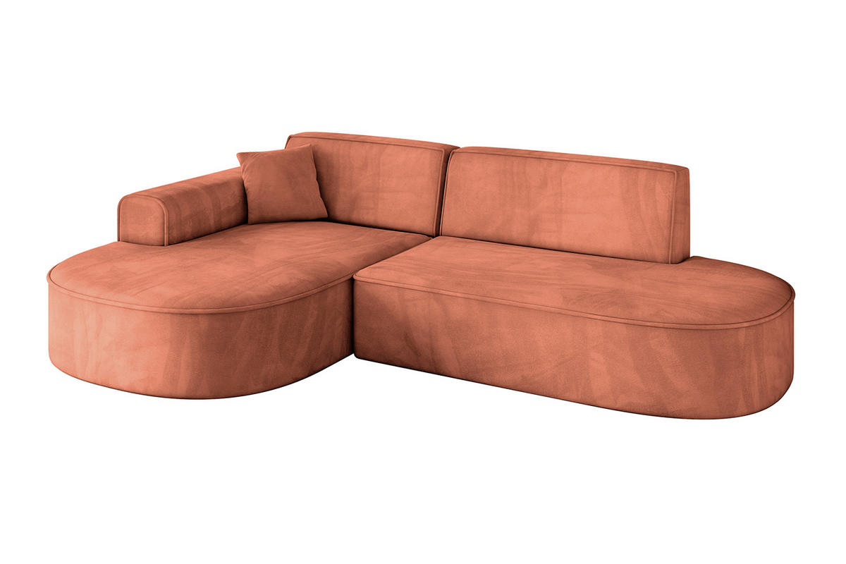 ECKSOFA Ottomane Links MARI-L1 - 243x171x79 cm Koralle Velours - Koralle/Schwarz, Holzwerkstoff/Kunststoff (243/171cm) - ALTDECOR