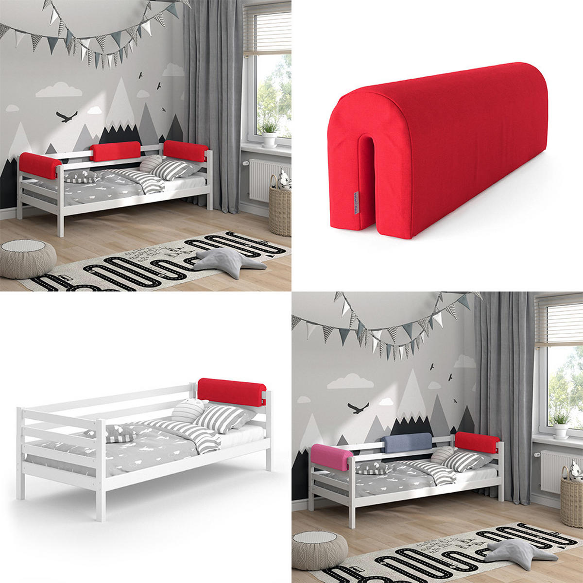 BETTUMRANDUNG Rot 70 x 20 cm - Rot, Textil (70/20/14cm) - VitaliSpa