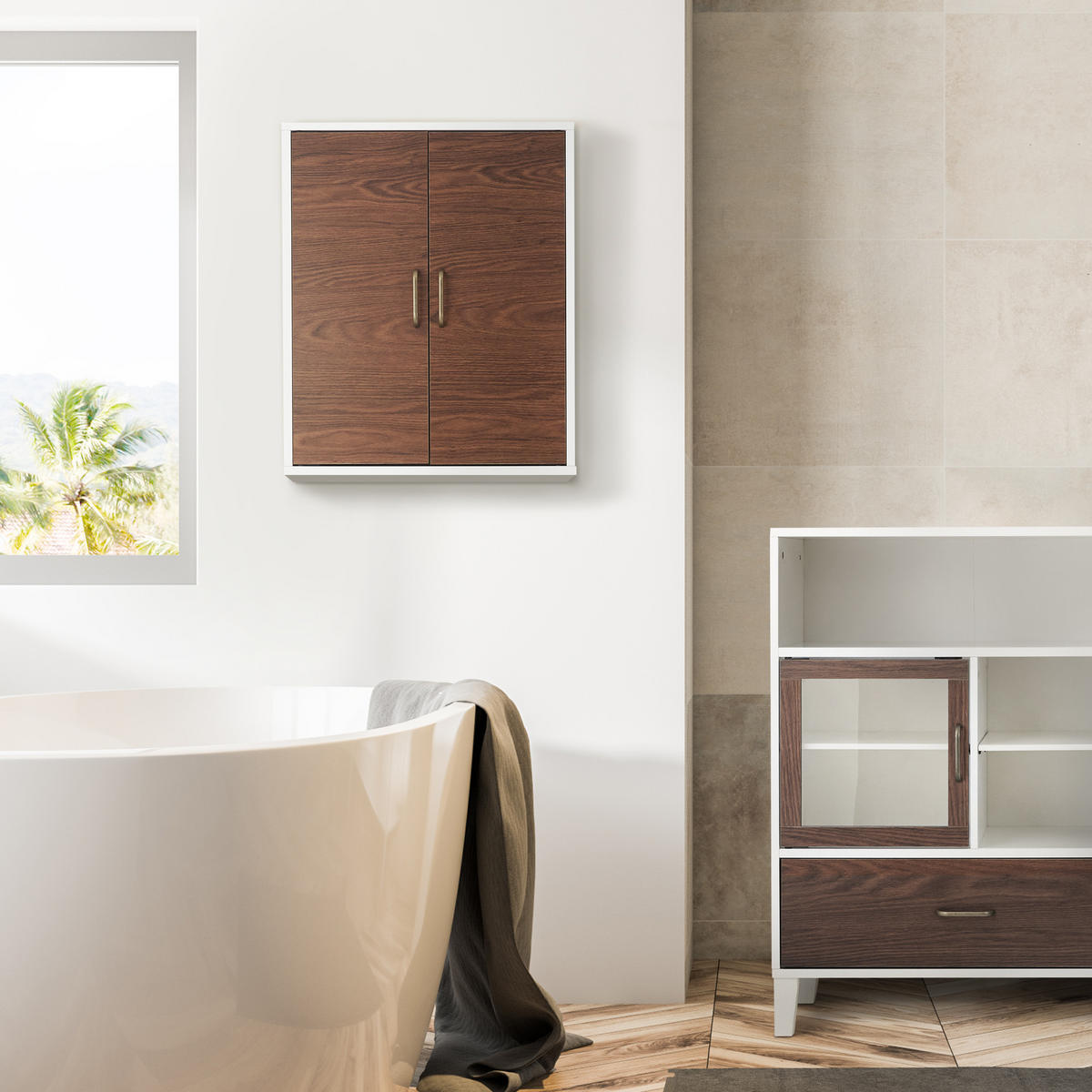HÄNGESCHRANK Weiß-Braun - Weiß, Holzwerkstoff (18.4/61.6/61.6cm) - Teamson Home