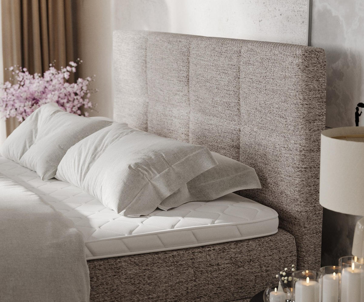 BOXBETT Velto 200/200 cm Beige im Neve Stoff - Beige/Schwarz, Holz/Holzwerkstoff (200/200cm) - AltaBeds