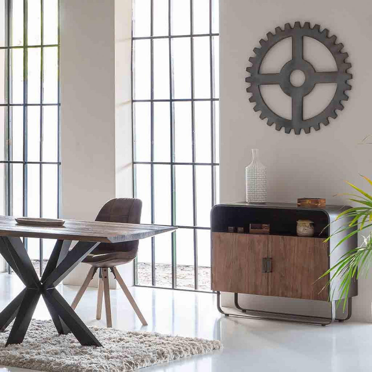 ANRICHTE aus Holz und Metall 90x44x80 cm - Braun, Metall (90/80/44cm) - Wanderlust