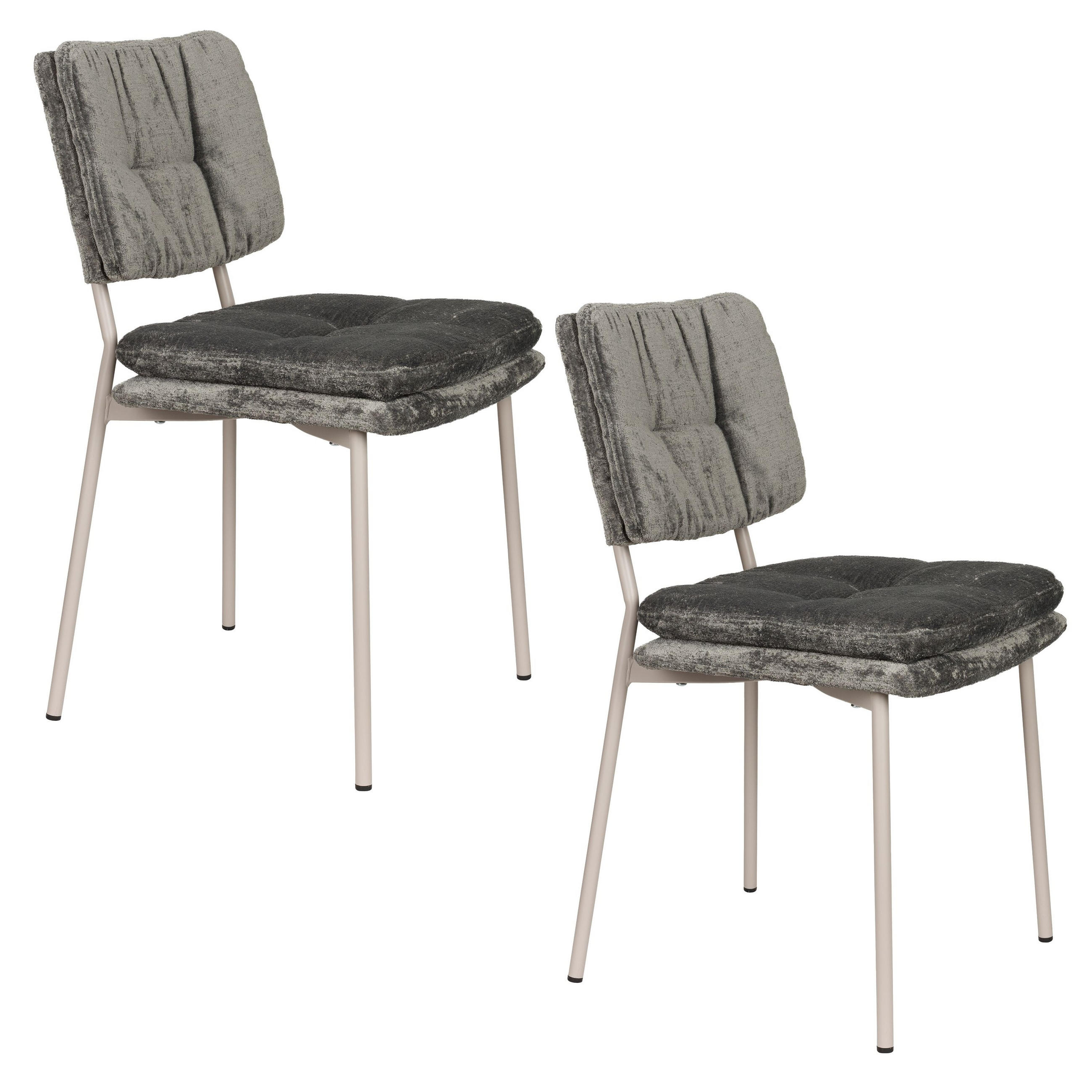 ESSZIMMERSTUHL Franck Samt Grau - 2 er Set - Grau, Kunststoff (44/80.5/52.5cm) - Housecraft Living