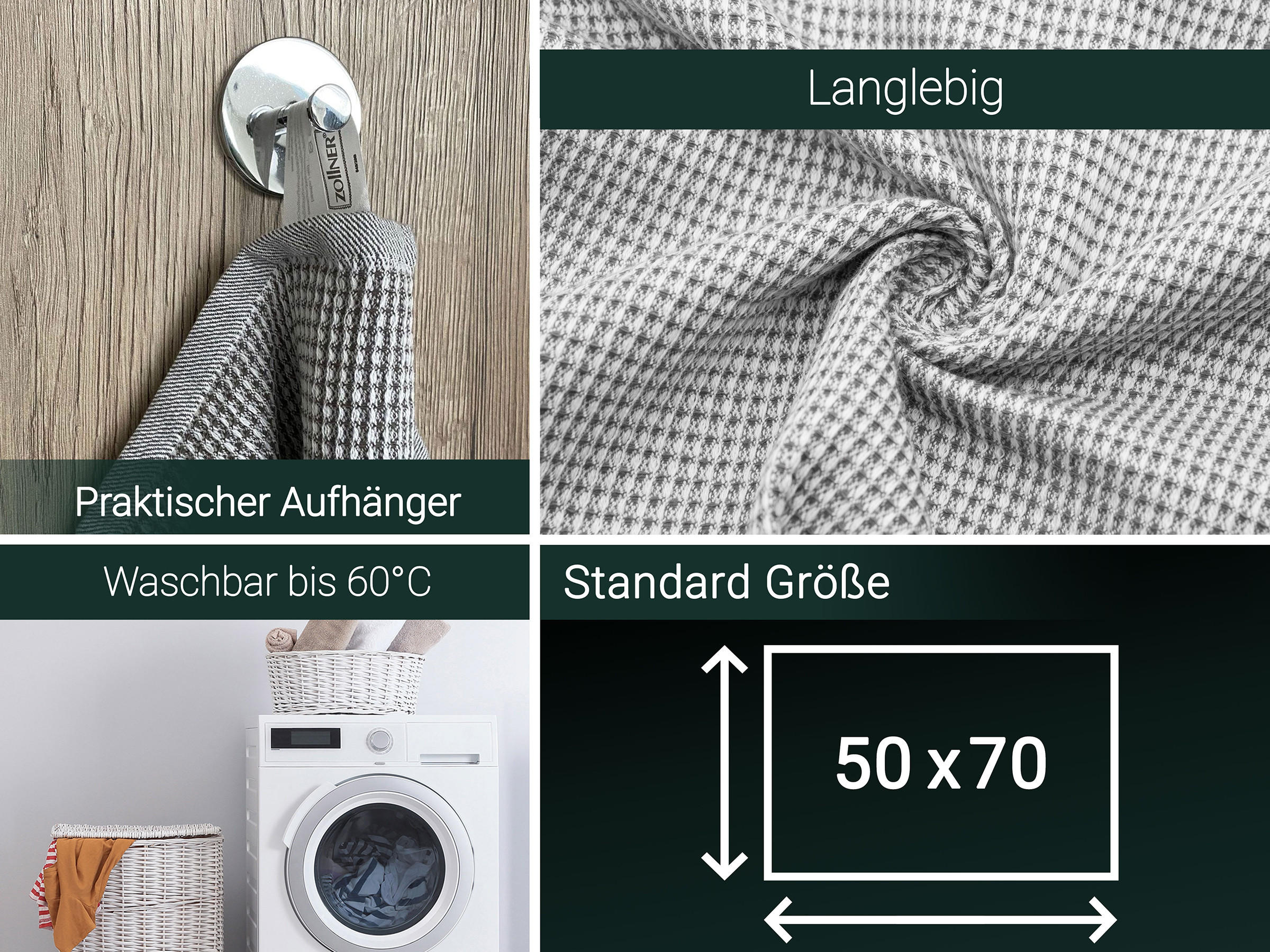 GESCHIRRTÜCHER, 4er-Set, 50x70 cm, 100% Baumwolle, Grau - Taupe, Textil (50/70cm) - Zollner