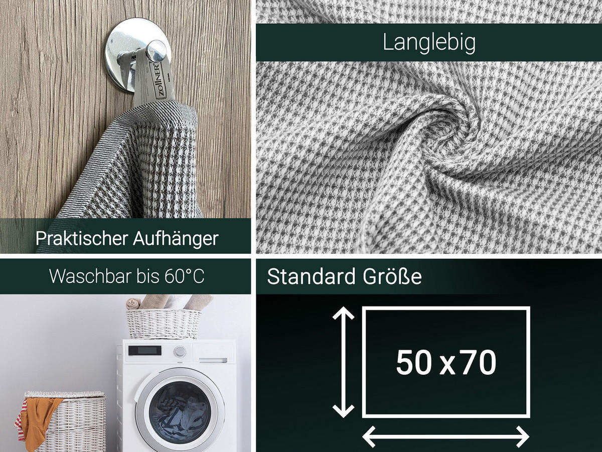 GESCHIRRTÜCHER, 4er-Set, 50x70 cm, 100% Baumwolle, Grau - Taupe, Textil (50/70cm) - Zollner