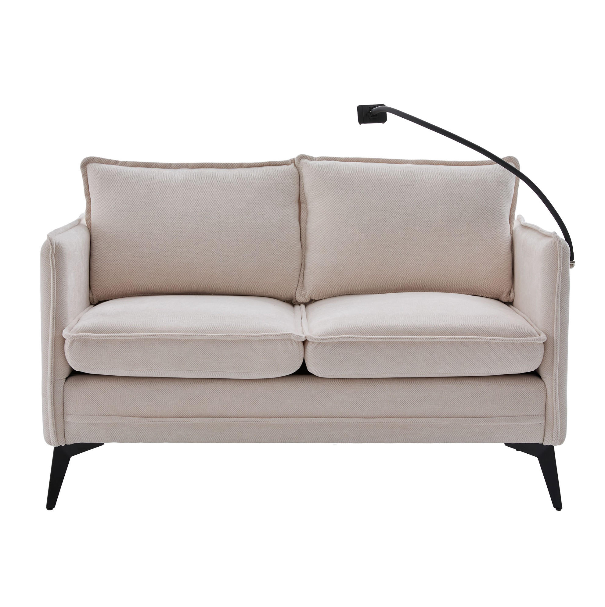 2-SITZER-SOFA aus Chenille 69x127x66 cm Beige mit Handyhalter und Seitentaschen - Beige, Textil (69/66/127cm) - Modfu