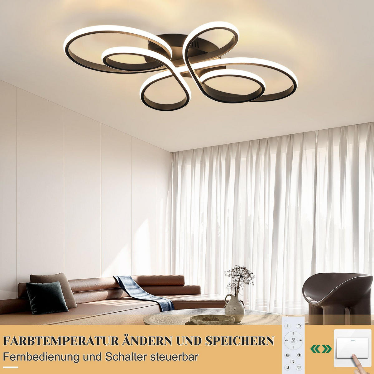 LED-DECKENLEUCHTE Alaric 100/58/9 cm - Schwarz, Metall (100/58/9cm) - Nettlife