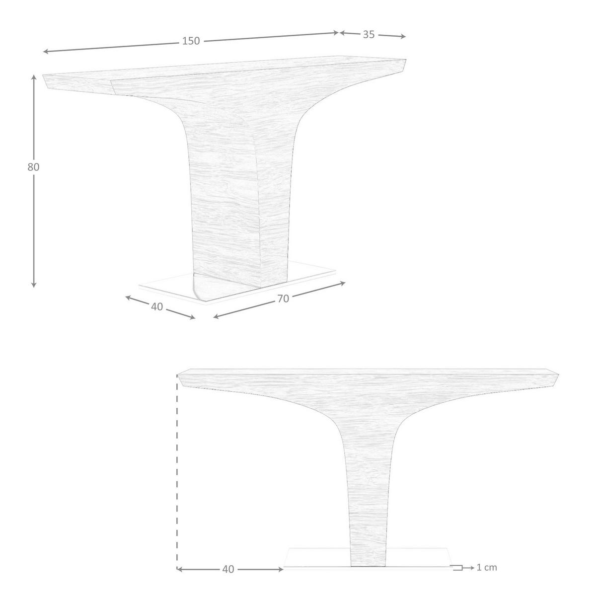 KONSOLENTISCH Rechteckige Konsole aus Nussbaumholz mit Sockel aus verchromtem Stahl 150/35/80 cm - Edelstahlfarben/Nussbaumfarben, Holz/Metall (35/150/80cm) - ANGEL CERDA